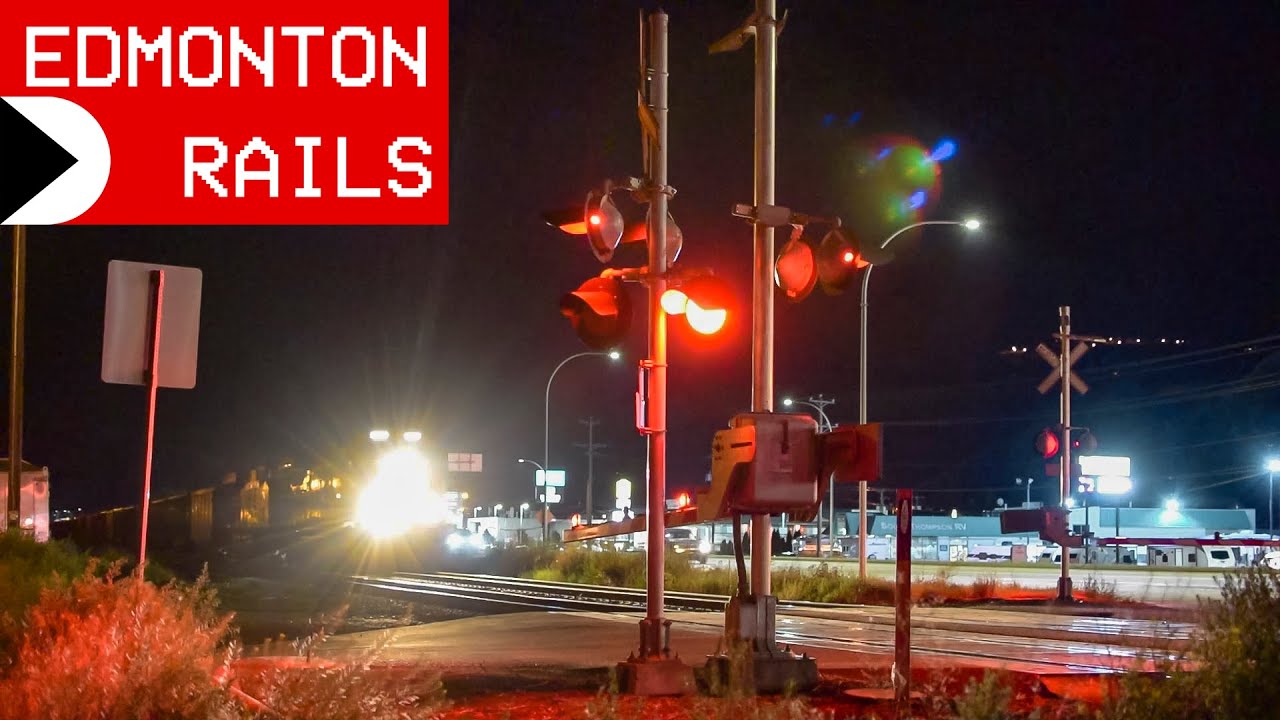 CP Coal Train Races Through Kamloops at Night