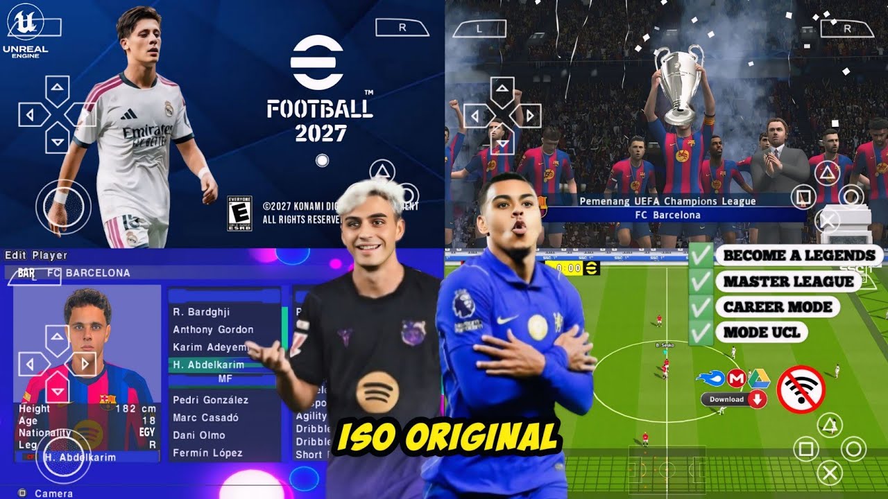 eFootball PES 2026 PSP Android Offline PS5 Camera | eFootball 2027 PPSSPP UCL Update & 62+ 🏟️