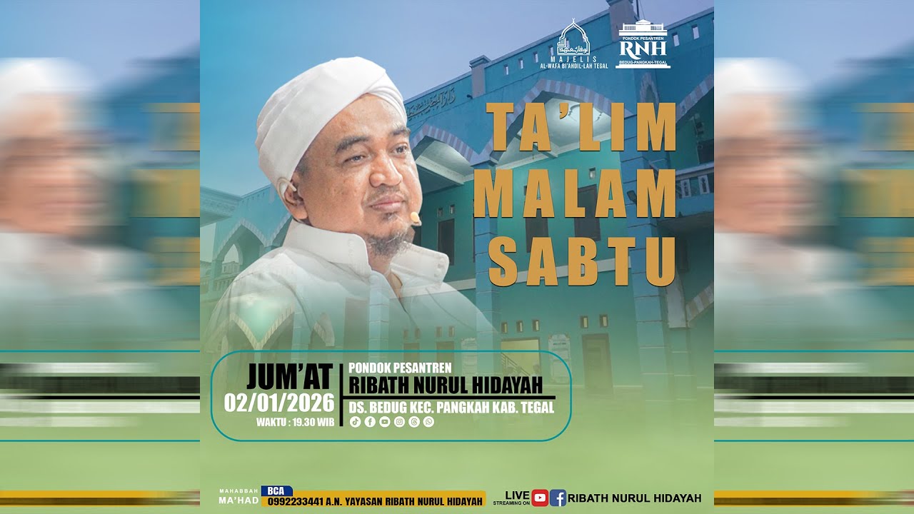 TA'LIM MALAM RABU RIBATH NURUL HIDAYAH LIL HABIB SOLEH BIN ALI AL ATTAS | 6  JANUARI 2026