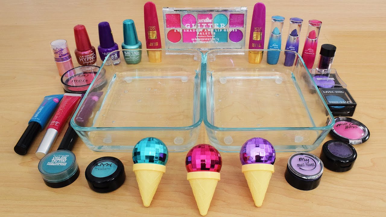 Pink vs Purple vs Teal - Mixing Makeup Eyeshadow Into Slime ASMR 307 Satisfying Slime Video
