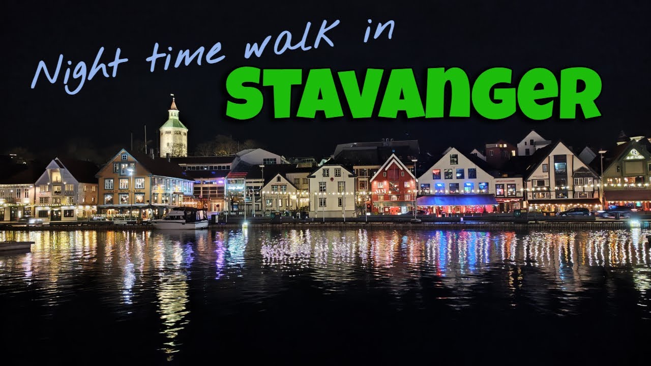 Reflective walk at night in Stavanger 4K #norway #lights #nightwalks #reflections #pointofview