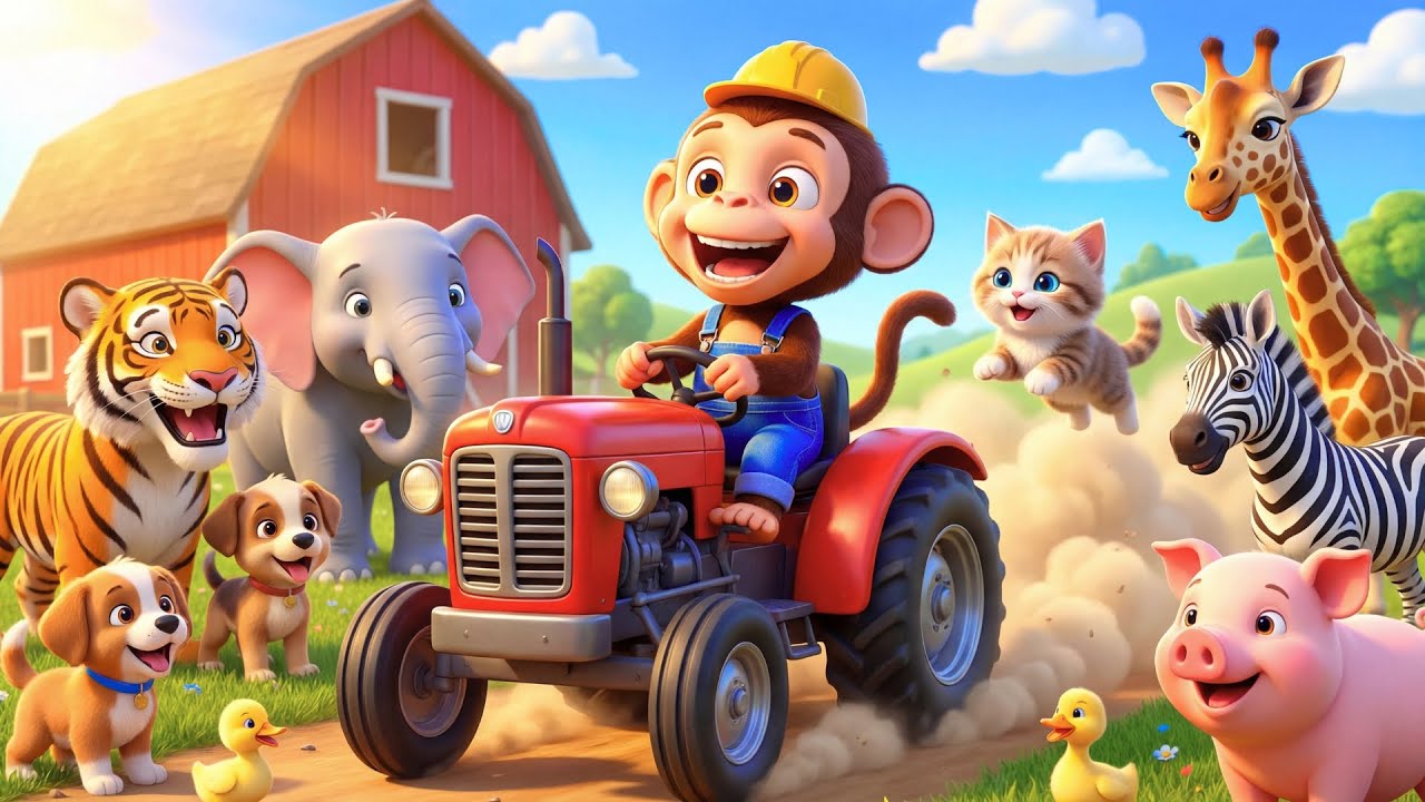 Cute Monkey Learns Farm Life & Saves Animals | Fun & Heartwarming Story 🍎🐮
