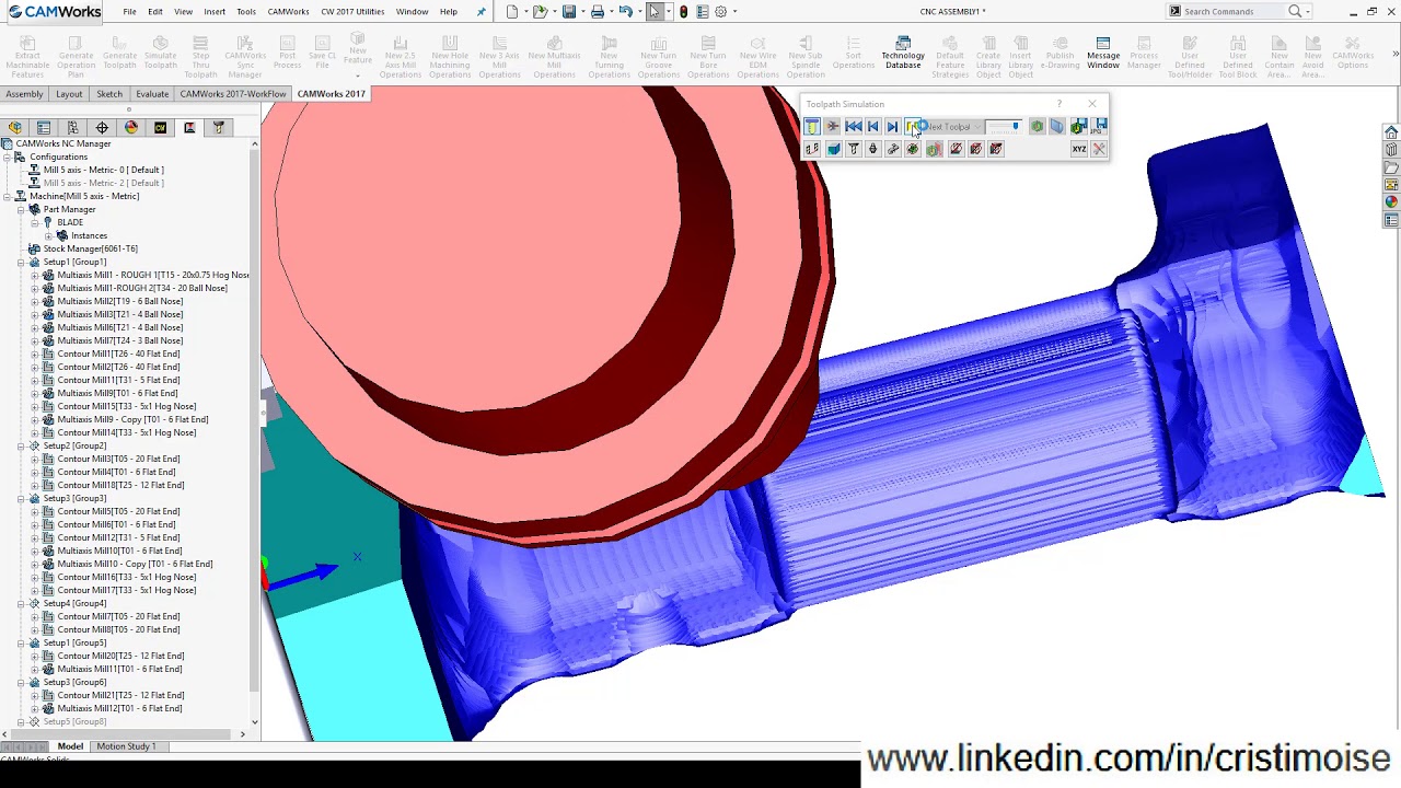 CAMWorks - 5 axis blade machining.