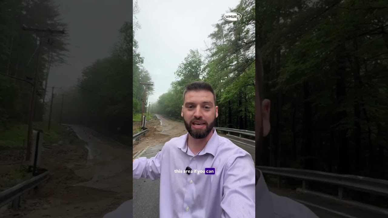 Rain washes out part of Route 113 in Madison, NH