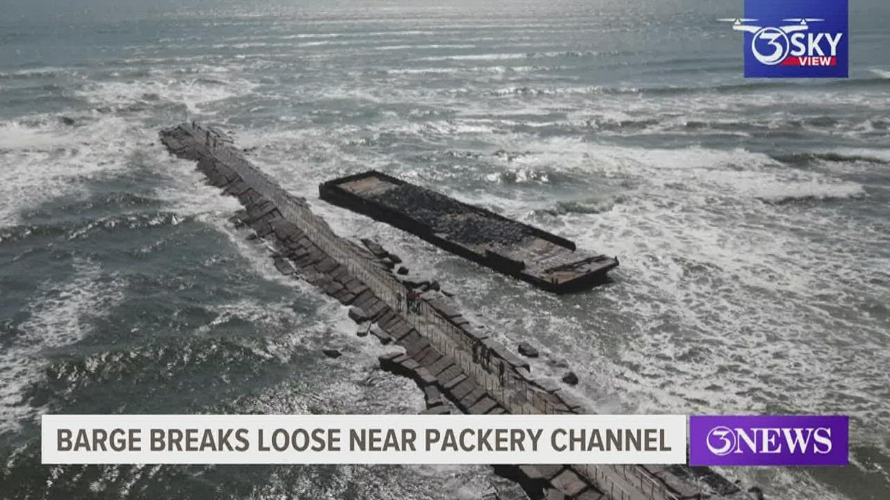 Barge breaks loose near Packery Channel jetties