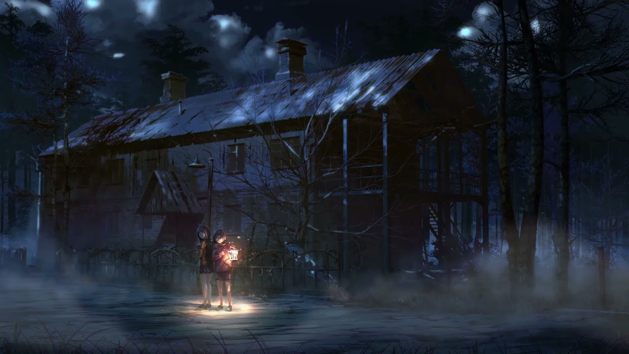 Anime Winter Night Haunted House | 4K Dark Aesthetic Live Wallpaper | Calm Snow Atmosphere