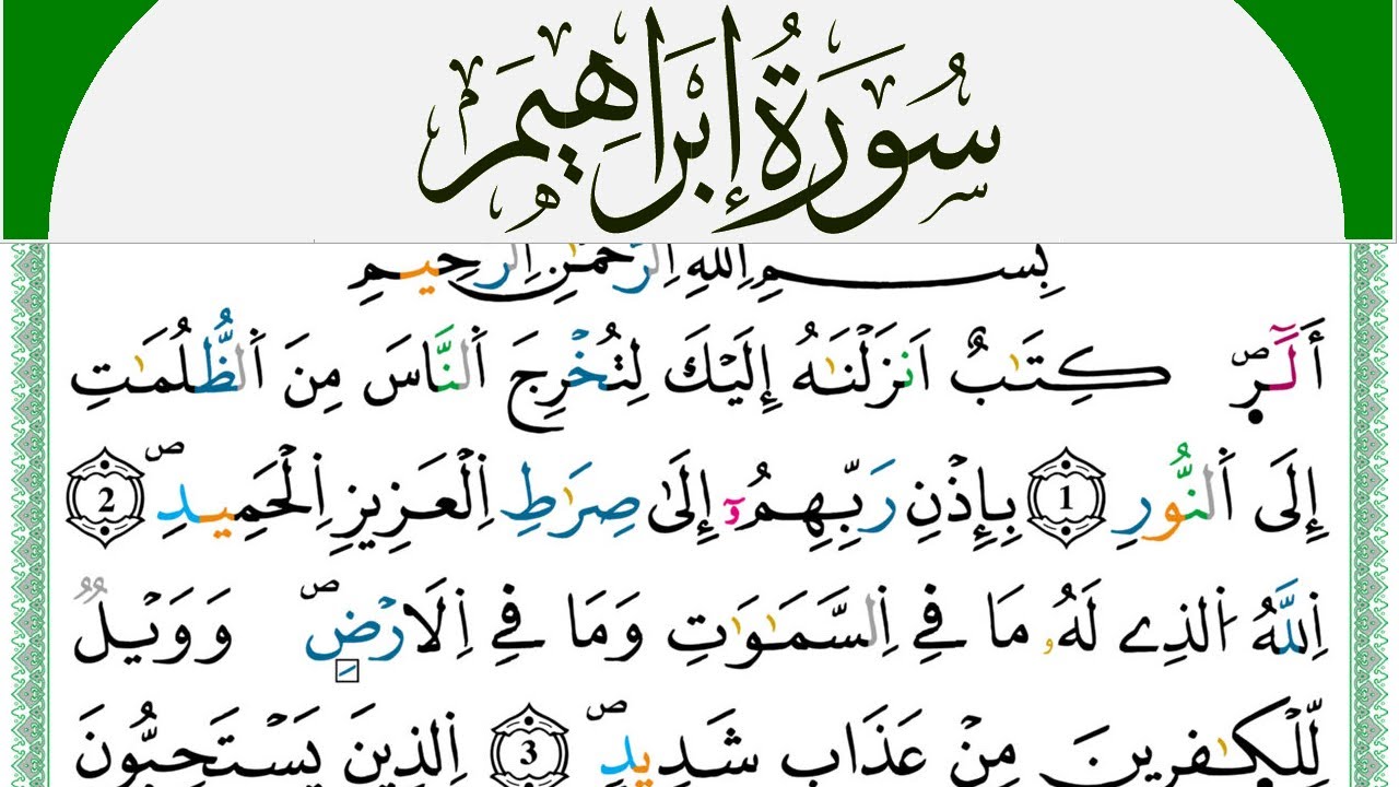 سورة إبراهيم مكتوبة محمد سايد Surah Ibrahim  برواية ورش عن نافع من طريق الازرق
