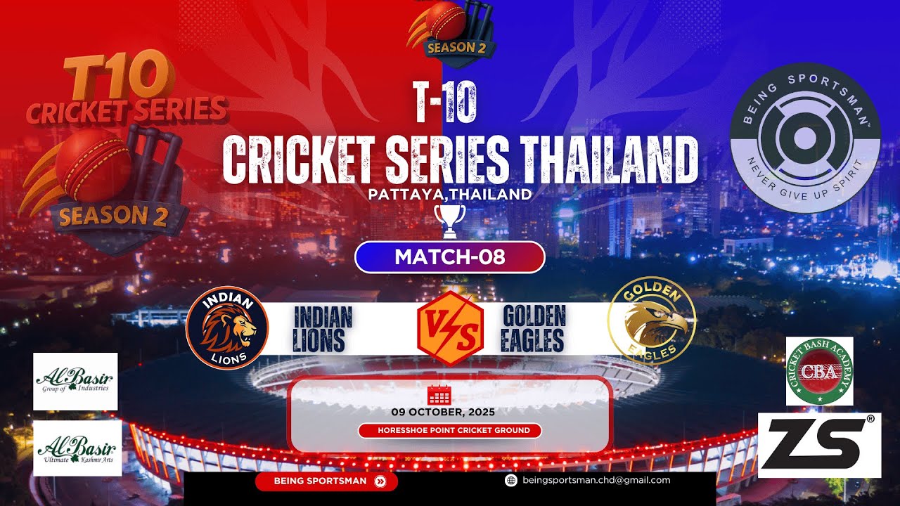 || T-10 CRICKET SERIES THAILAND || Indian lions V/S goledn eagles || MATCH-08 ||