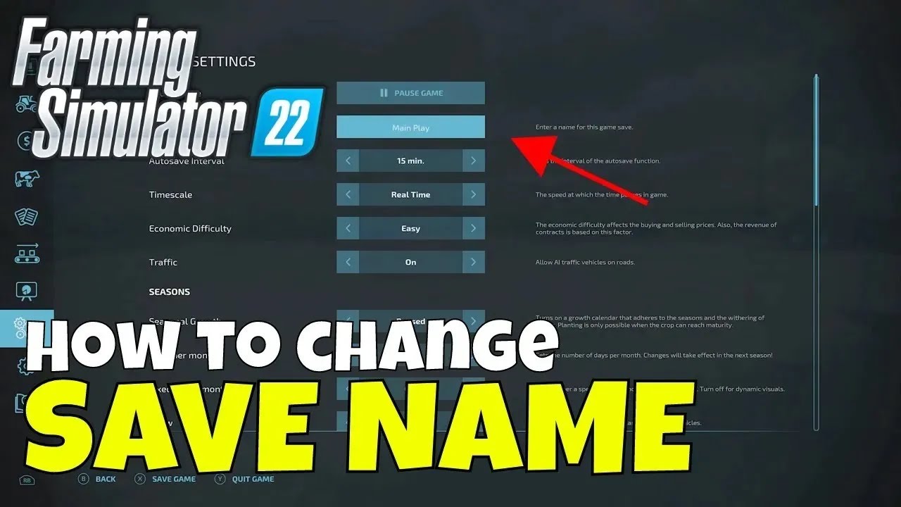Farming Simulator 22 How to Change Game Save Name