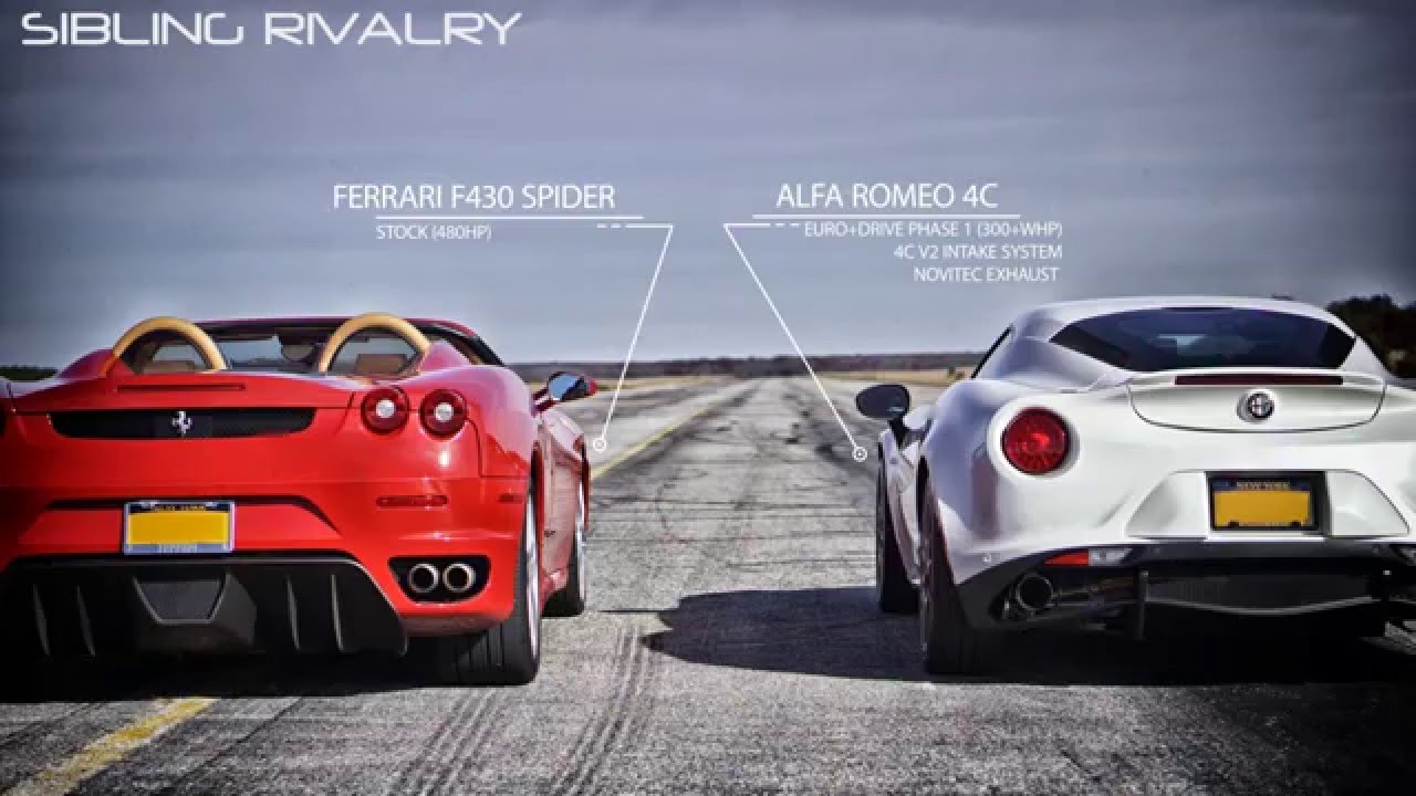 EUROCOMPULSION ALFA 4C VS FERRARI F430 in 