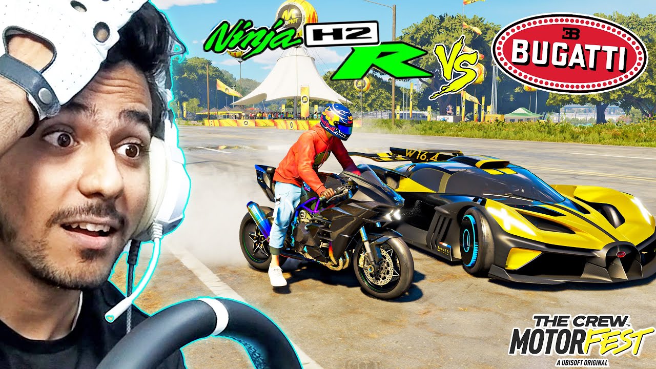 KAWASAKI NINJA H2R VS BUGATTI BOLIDE 🤩 IN THE CREW MOTORFEST...