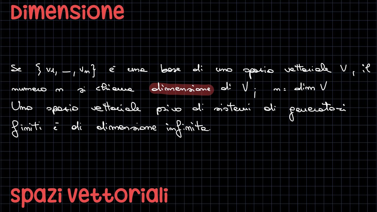 Dimensione - Spazi vettoriali ✨RadicediPiGreco✨