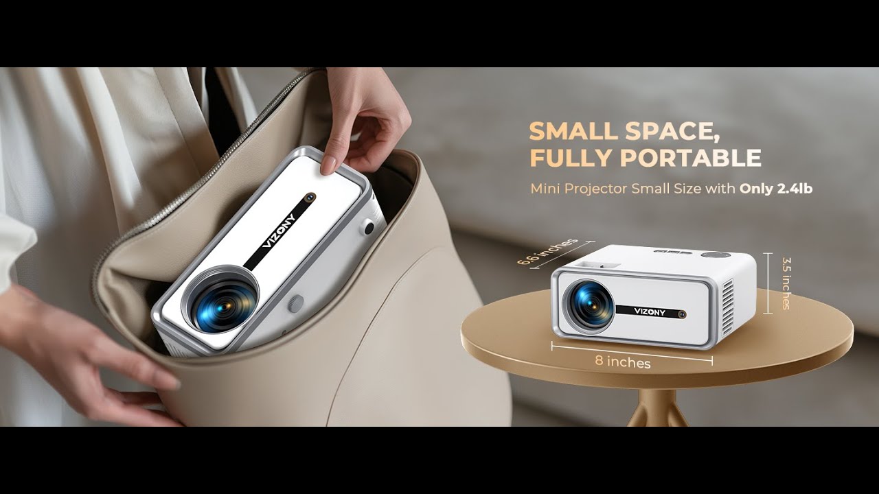 VIZONY Mini Projector with WiFi and Bluetooth