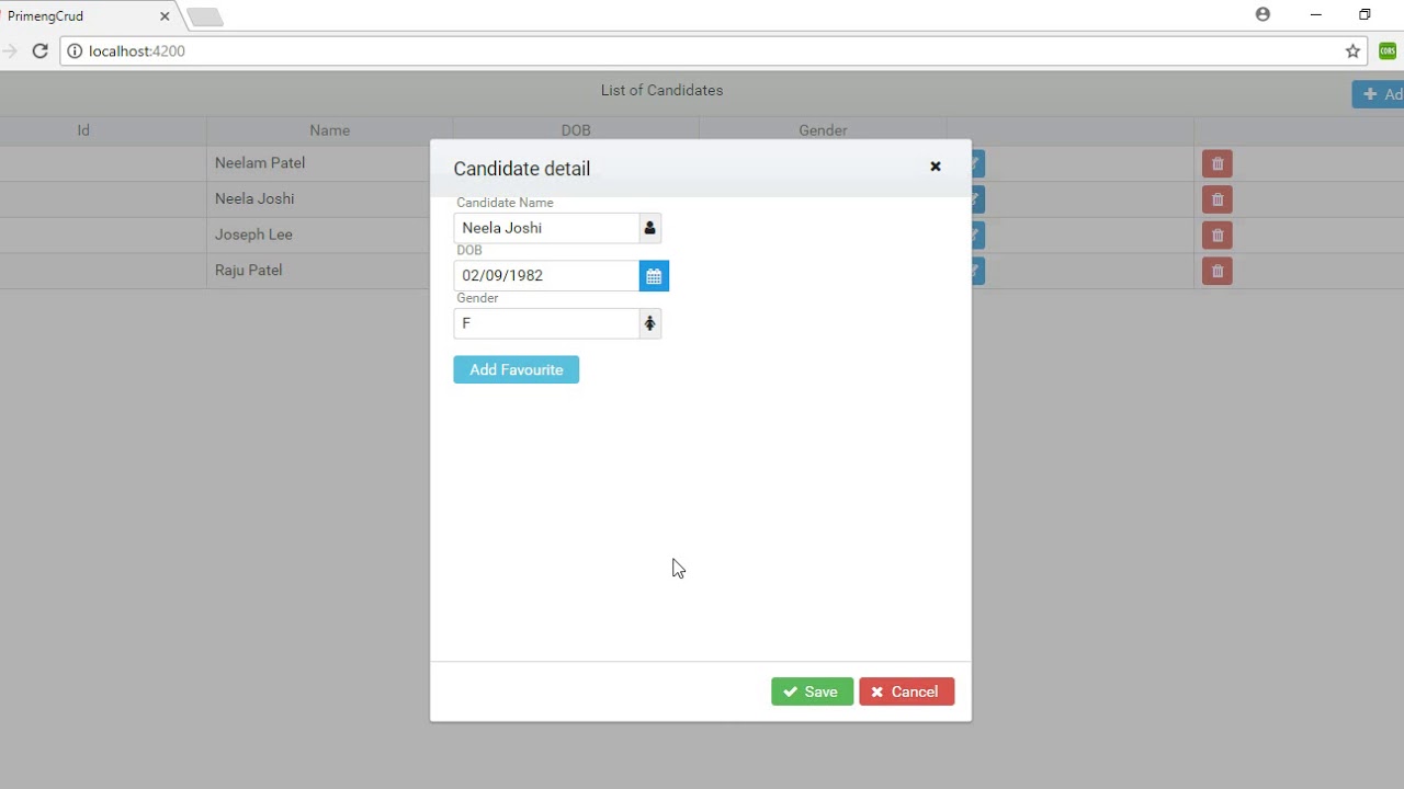 Angular 5 Tutorial - PrimeNG CRUD application Part5