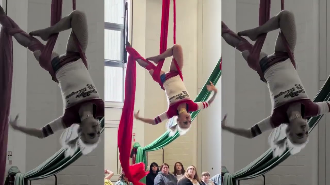 UKAPC Amateur Silks entry - Harley Quinn cosplay aerial silks