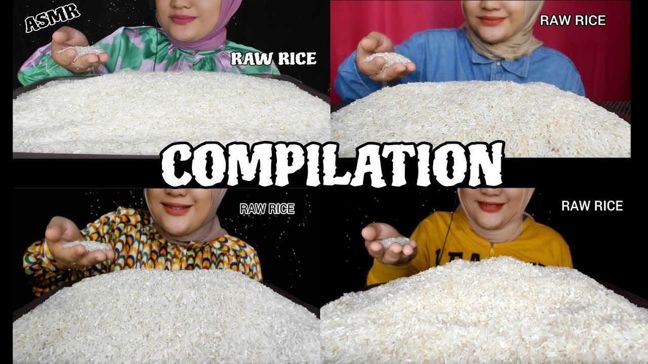 ASMR RAW RICE || COMPILATION RAW RICE || MQKAN BERAS DINAMPAN PAKE TANGAN ✋✋✋