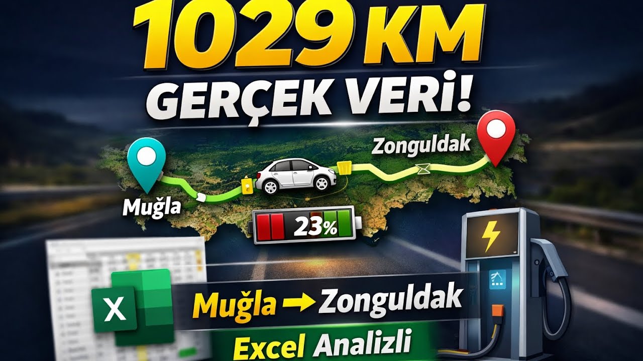 Muğla’dan Zonguldak’a 1029 KM | Elektrikli Araç Gerçek Yol Verileri (Excel Analizli)