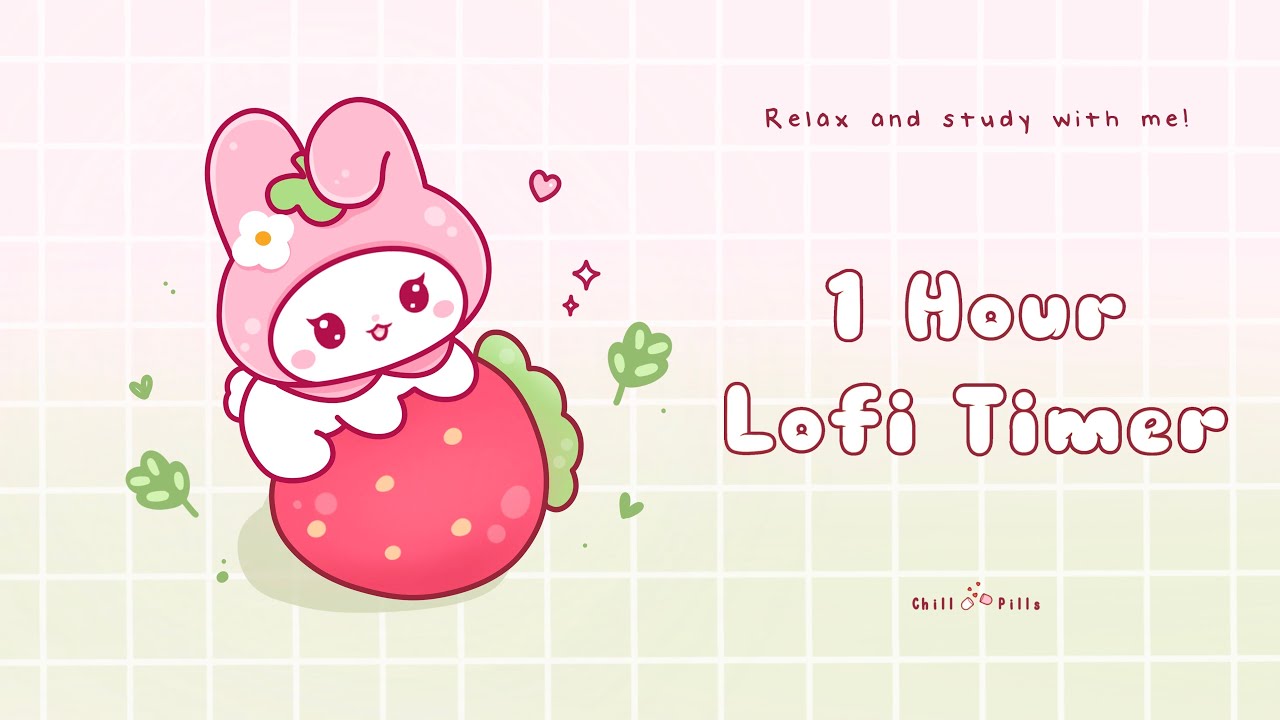 1 Hour - Relax & study with me Lofi, Strawberry bunny #timer #1hour #1hourloop #lofi #relaxing #calm