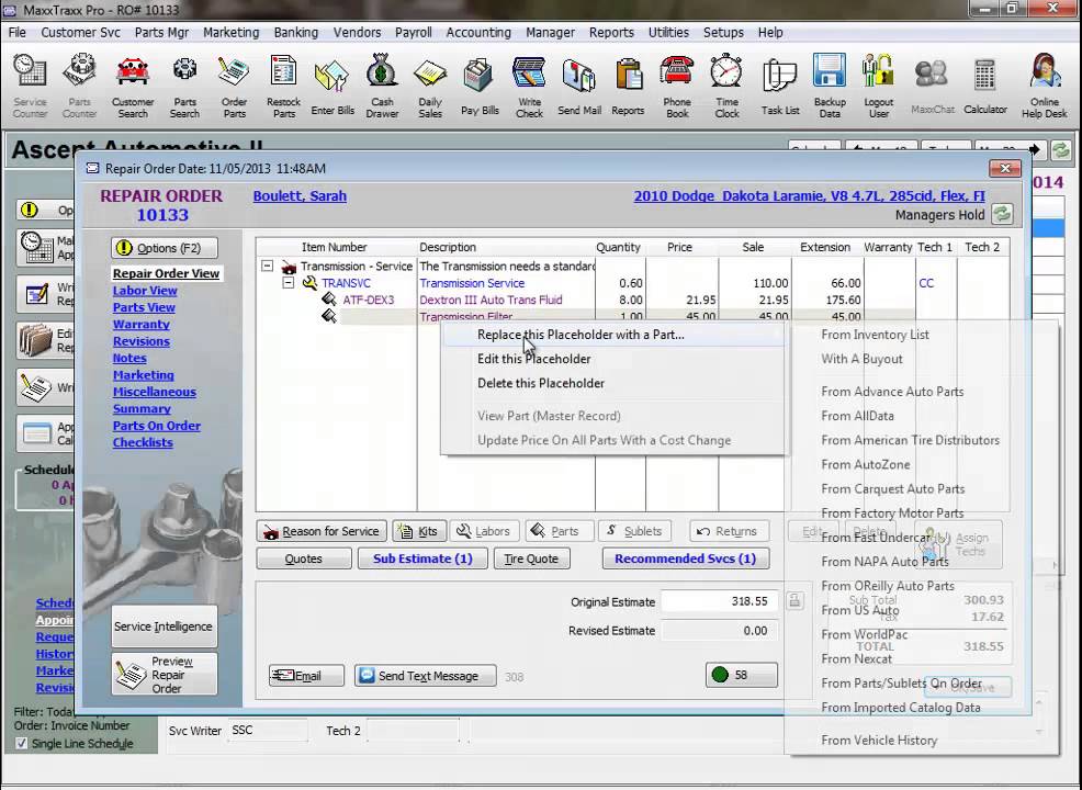 MaxxTraxx Auto Shop Software Video Lessons - Receiving Parts Overview