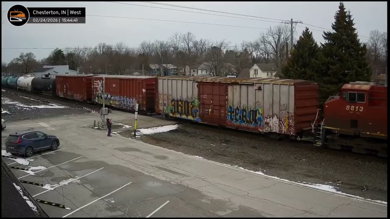 Norfolk Southern 4458 leads a manifest with CP 8813 in Chesterton, IN