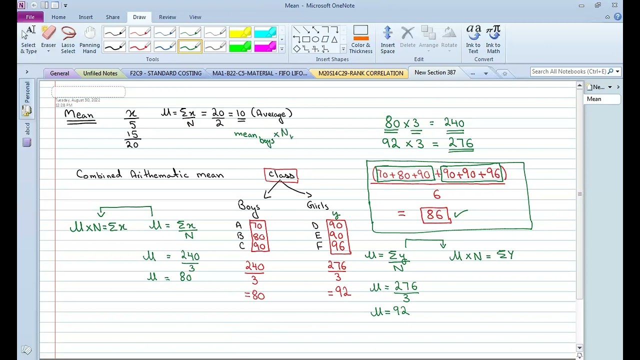 Combined arithemetic mean basic