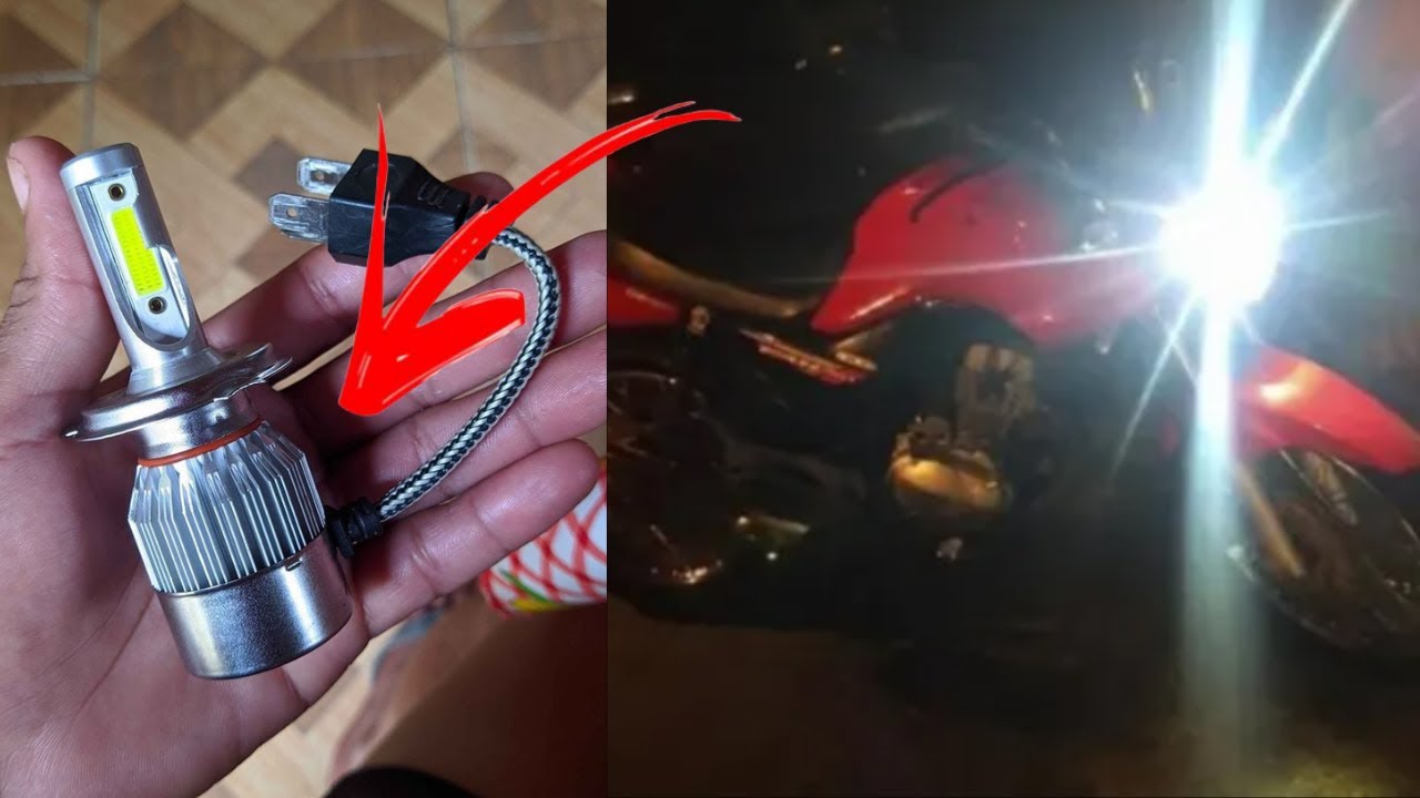 Testando l&acirc;mpada de led h4 para moto e carro