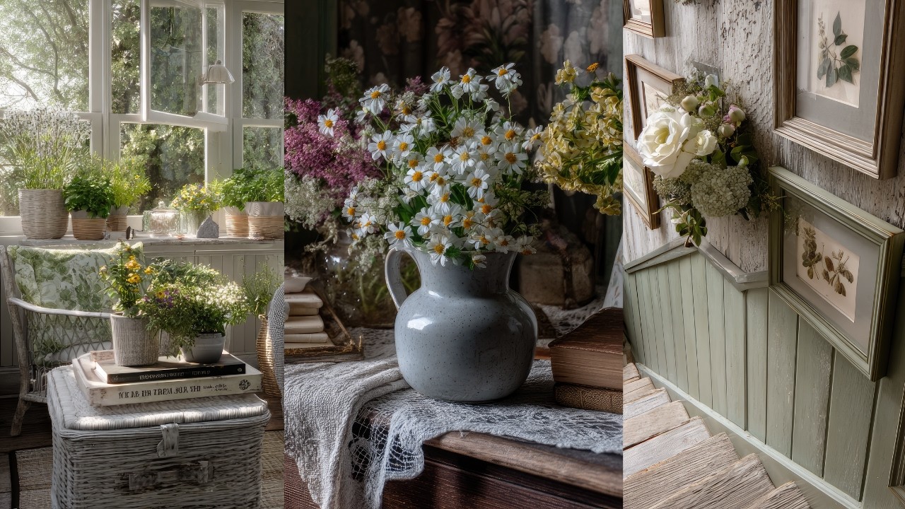Green & Gray French Country Magic | Vintage Shabby Chic Small Farmhouse Tour for Spring Romance
