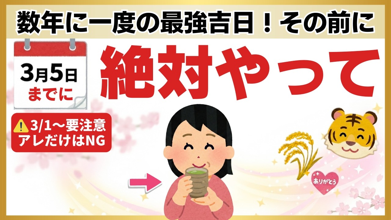 【3月5日までに】数年に一度の最強開運日！運気が爆上がりする「5つの魔法」と、絶対にやってはいけないNG行動