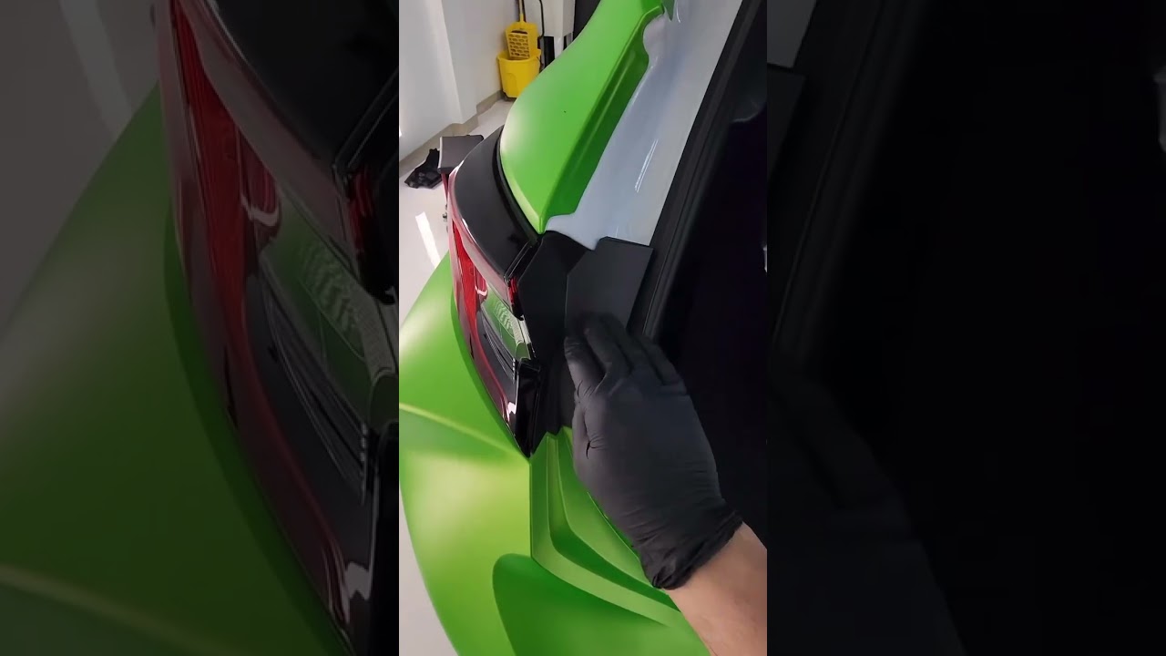 🤢🤢SICK‼️ GREEN Vinyl Wrap Install with #SKINTAC  #hexis #automobile #carwrap  #hexisgraphics