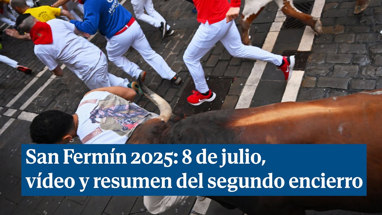 San Fermín 2025: vídeo y resumen del segundo encierro, hoy 8 de julio