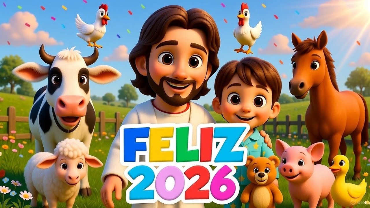 Feliz Ano Novo na Fazendinha de Jesus! 🎉 Música Gospel Infantil Animada para Crianças