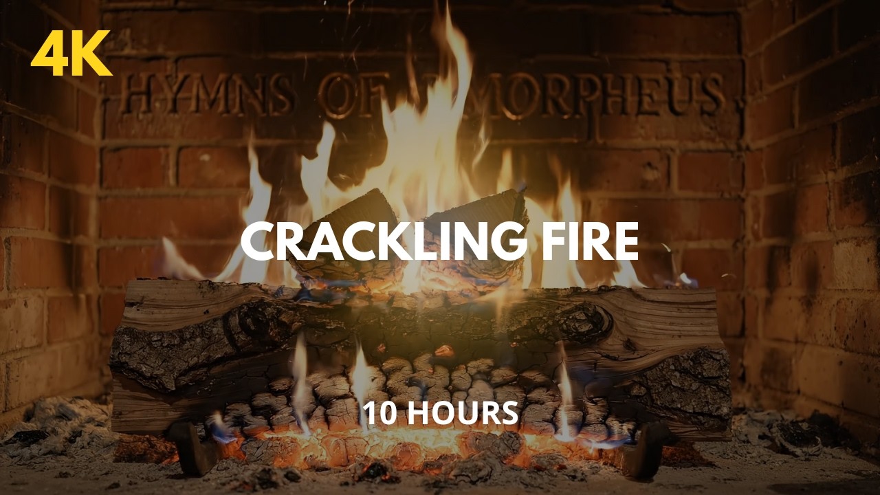 Crackling Fireplace 4K (10 Hours) • Burning Wood ASMR for Sleep
