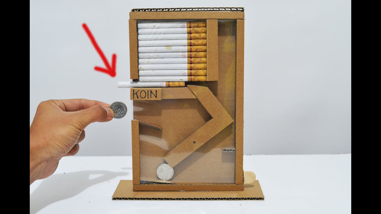 BURUAN BIKIN!MESIN PENJUAL ROKOK OTOMATIS DARI KARDUS TANPA DINAMO