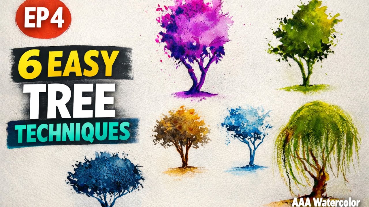 6 Watercolor Tree Techniques Every Beginner Must Know | Tree Series Finale #watercolor #drawing #art