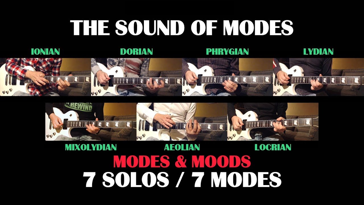 The Sound Of The 7 MAJOR SCALE MODES - GUITAR SOLOS - Ionian Dorian Phrygian Lydian Mixolydian...