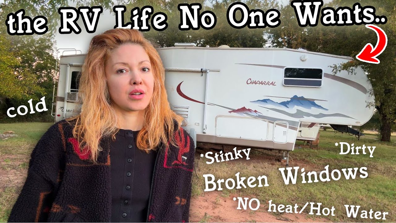 I Spent a Month Living in a Dirty Stinky RV with Broken Windows on Land in Rural Texas (it got cold)