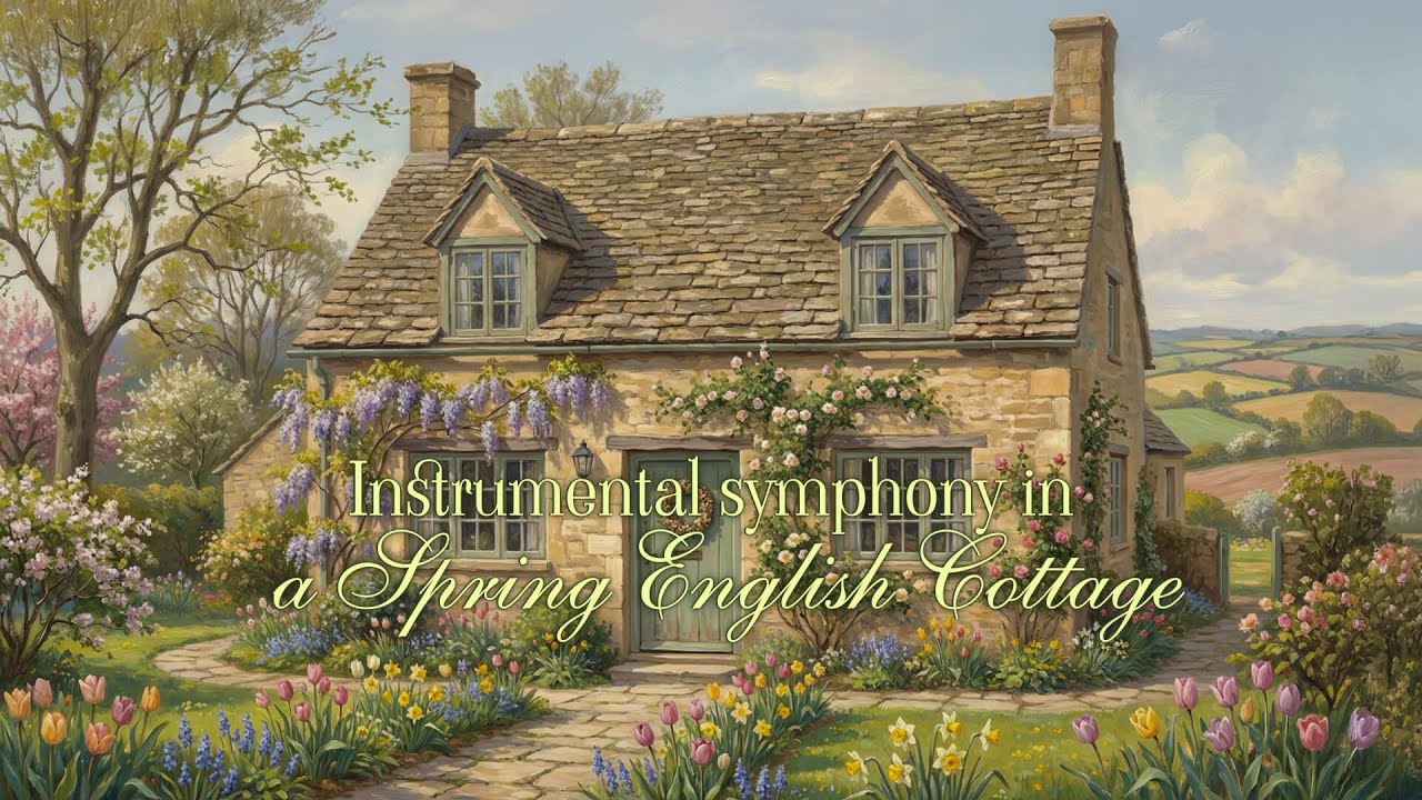 Instrumental soft music in a Spring English Cottage | Soothing Music for Relaxing | Bridgerton style