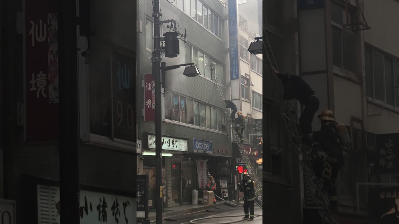 2017.10.4 日本橋ビル火事 ハシゴにて救出