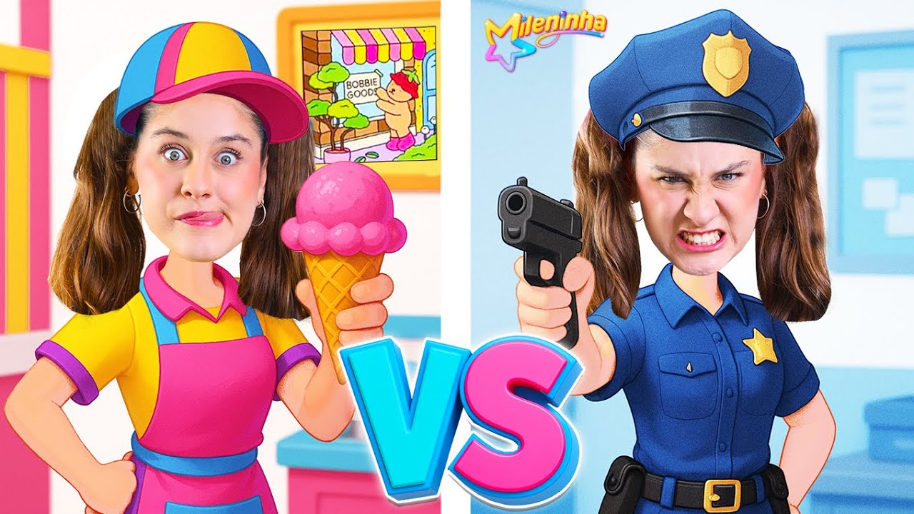 O Ladr&atilde;o Pegou Meu Bobbie Goods 📚🍦 Mileninha brinca de Sorveteira VS Policial!