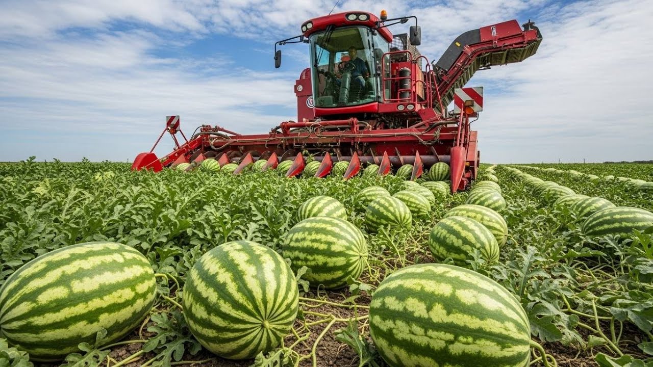 How Millions of Tons of Watermelons Are Harvested and Processed | Agriculture Technology