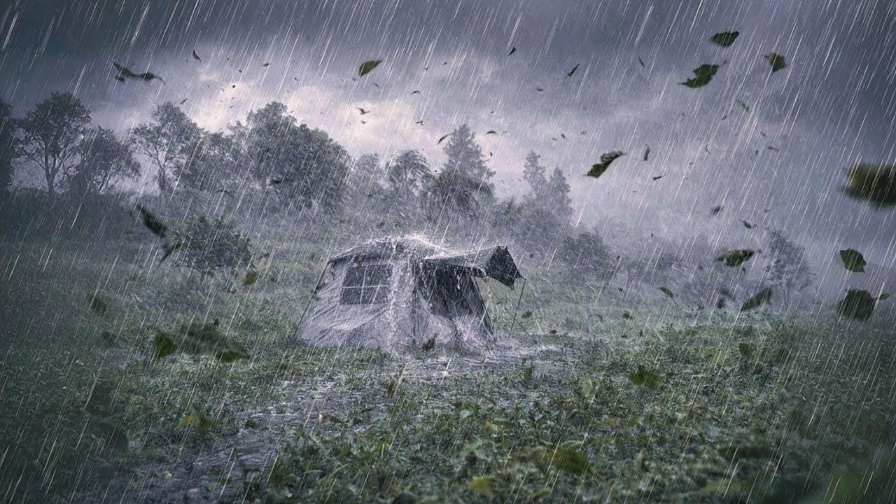 CRAZY‼️A RAIN STORM AND A WIND STORM SLAUGHTERED MY TENT‼️CAMPING IN HEAVY RAIN WITH WIND STORM🌪⛈️