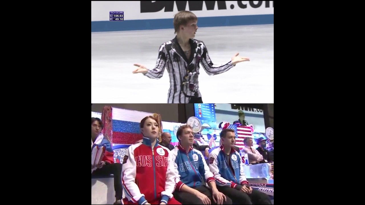 Team Russia cheering for Mikhail Kolyada FS - WTT 2017