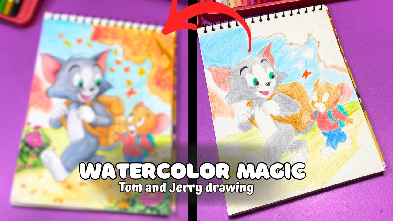 How to Draw and Color Tom and Jerry | Tom and Jerry Watercolor Pencil Art | Satisfying Drawing