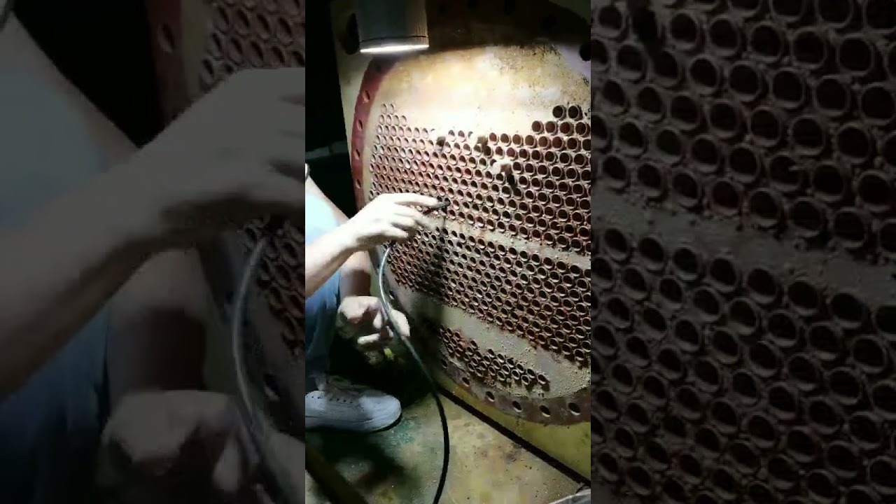 Field testing of heat exchanger tube with eddy current flaw detector