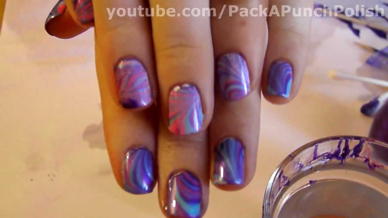 How To Water Marble Nail Art Tutorial Step By Step