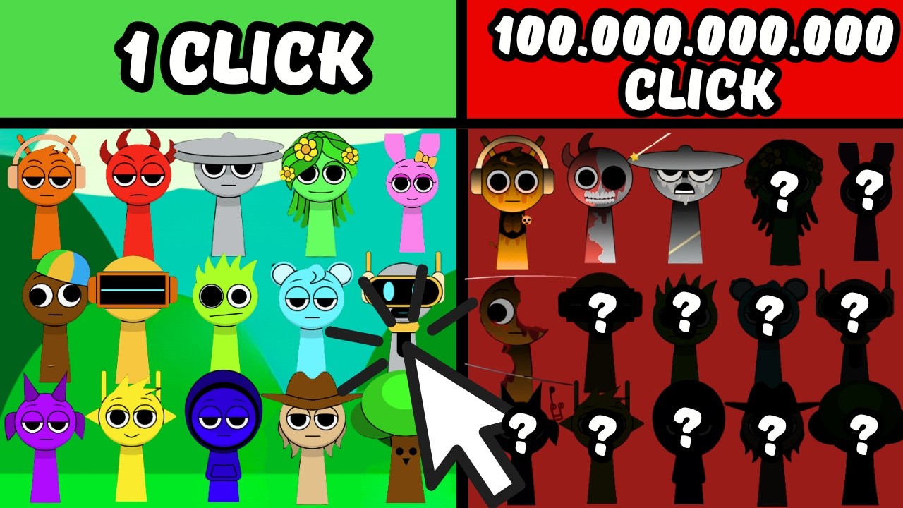 FUN CLICKER, but Sprunki ALL CHARACTERS - ALL ENDINGS - Sprunki Game