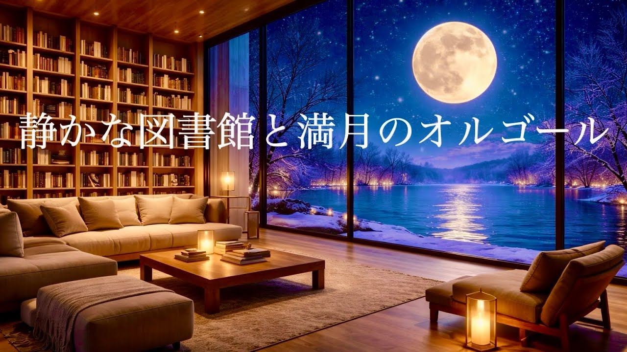 静かな図書館と満月のオルゴール