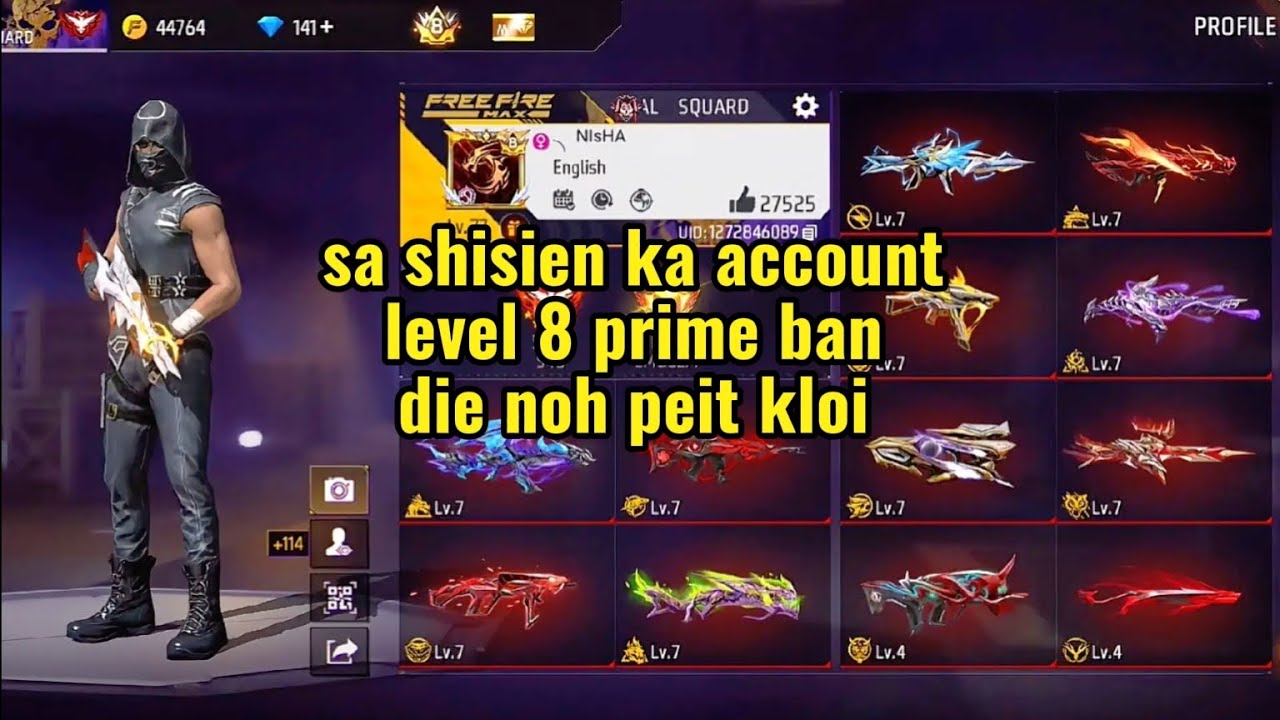 8 prime badge account #khasi la poi biang te ia peit kloi la Maxx ki evo gun 😱😱