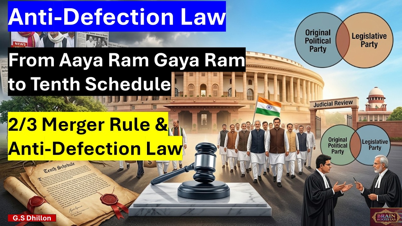 Anti-Defection Law : Tenth Schedule, 2/3 Merger Rule & Anti-Defection Law UPSC IAS Current Affairs