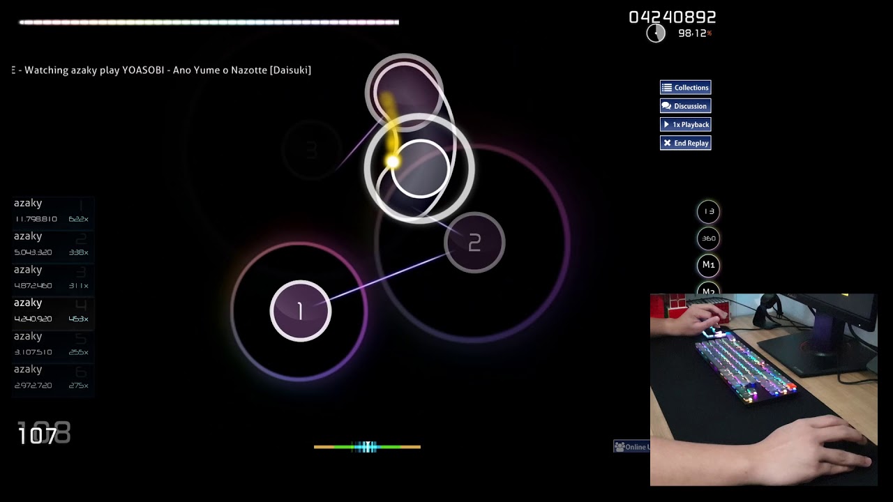osu! Live Replay | YOASOBI - Ano Yume o Nazotte [Daisuki] (5.53*) | 96.88% (A)